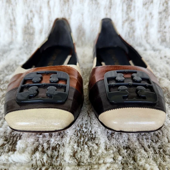 NWT Tory Burch "Georgia" Stripe Eel Leather Ballet Flats | Women's Size 7, 7.5 - Picture 5 of 14